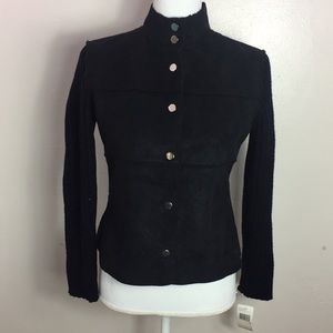 DKNY City Wool Inside Fur Black Jacket Coat